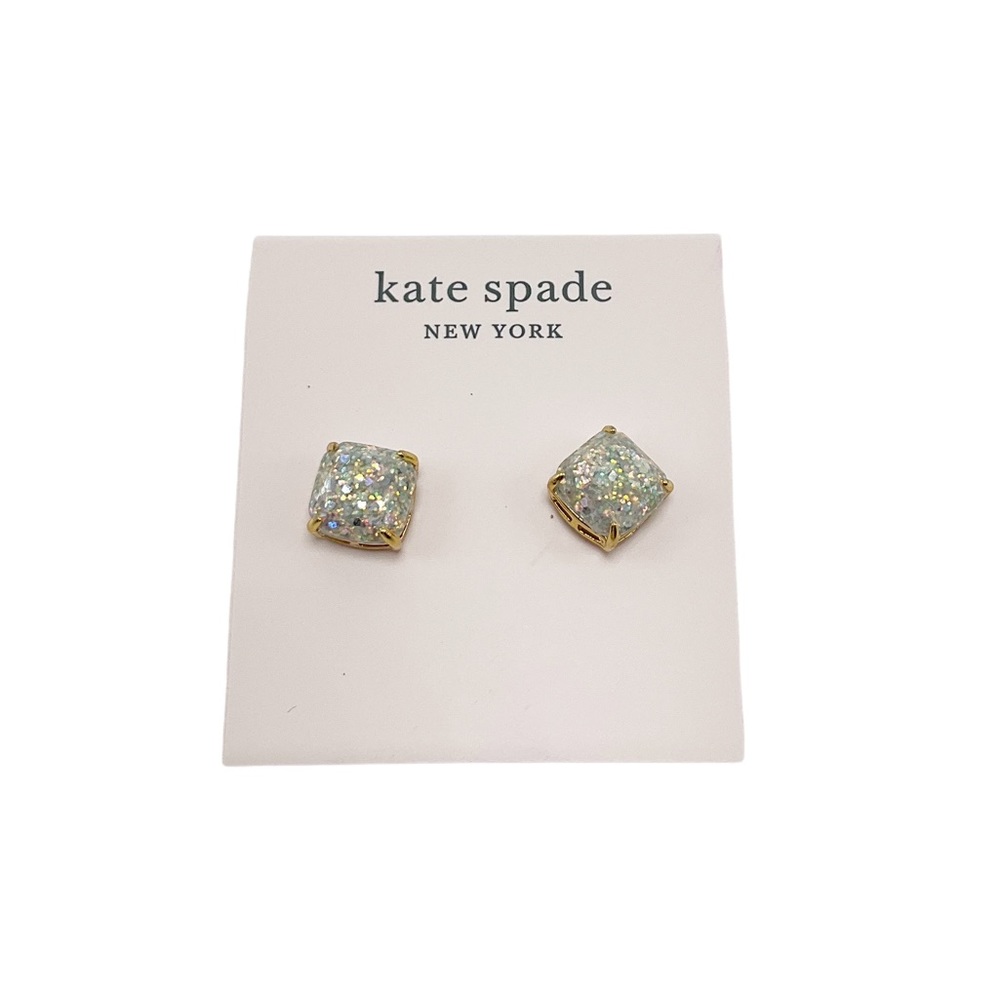 Kate Spade Opal Gold Glitter Square Stud Earrings